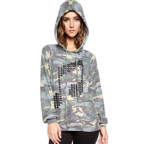 Lauren Moshi Markie Camo Music Note Hoodie Pullove - Picture 2 of 8